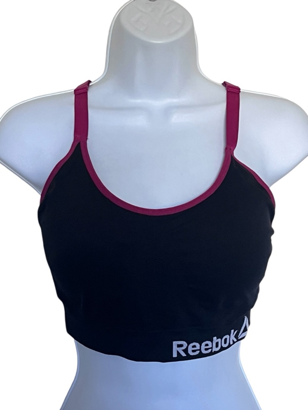Reebok Black Sports Bra with Burgundy Trim Sz/XL